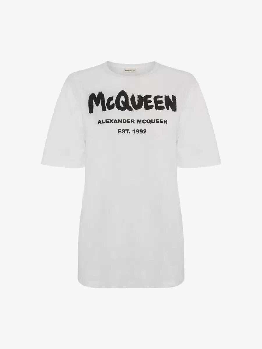 Donna Alexander Mcqueen T-Shirt E Felpe Bianco/Nero T-Shirt Mcqueen Graffiti