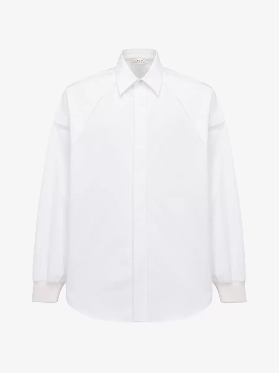 Alexander Mcqueen Bianco Ottico Camicie Camicia Con Polsini A Coste Uomo