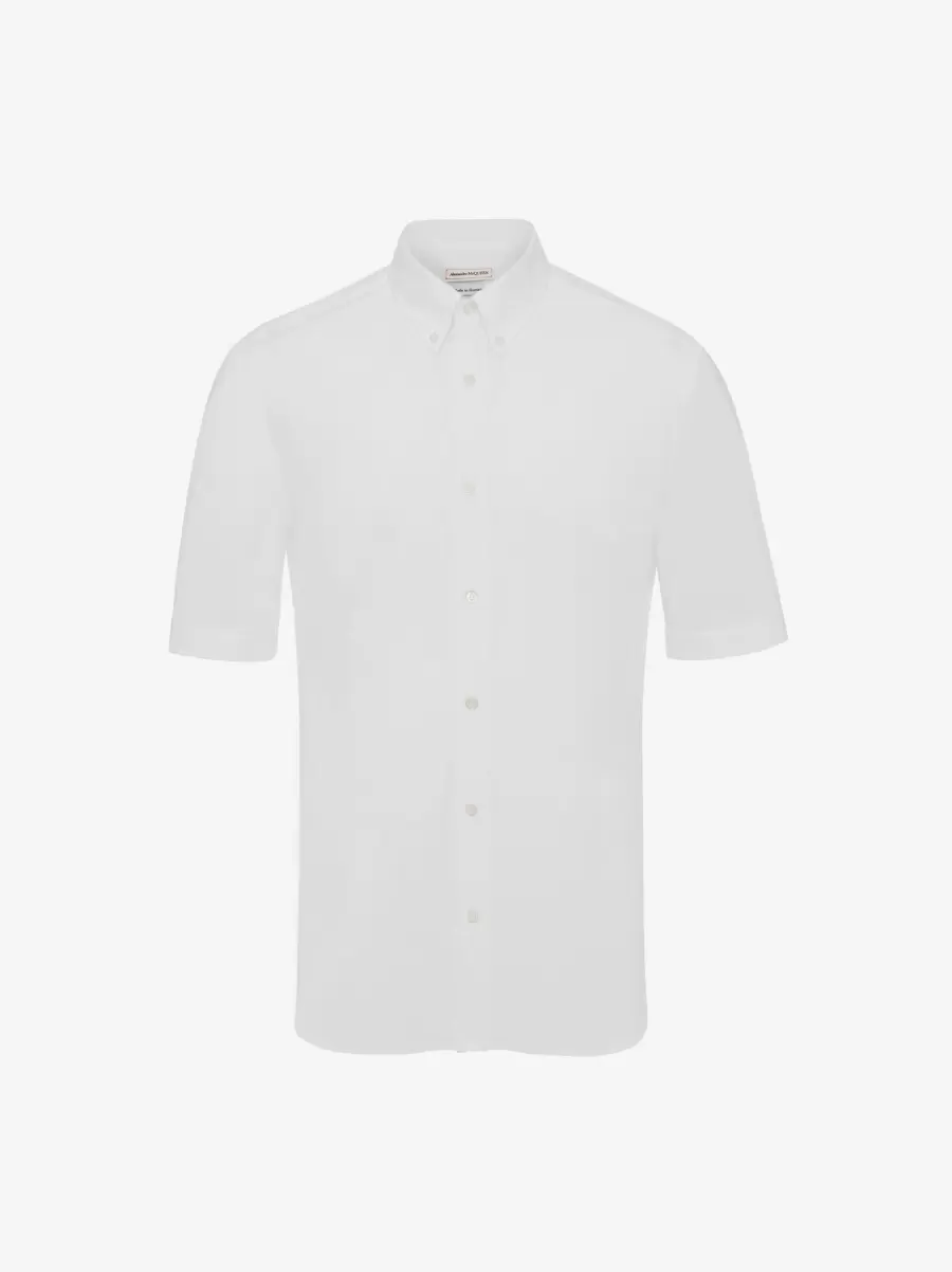 Alexander Mcqueen Cotton Poplin Shirt Uomo Bianco Camicie