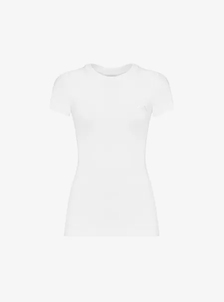 T-Shirt Aderente Con Logo Seal T-Shirt E Felpe Alexander Mcqueen Donna Bianco Ottico