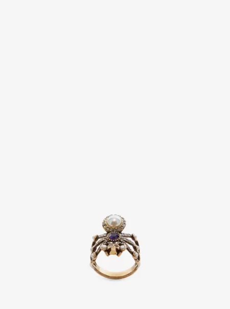 Oro Anticato Anello Spider Alexander Mcqueen Anelli Donna