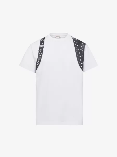 Uomo Alexander Mcqueen T-Shirt Studded Harness T-Shirt E Felpe Bianco/Nero