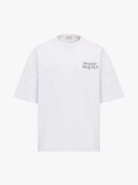 Bianco Uomo T-Shirt E Felpe Alexander Mcqueen T-Shirt Con Logo Oversize