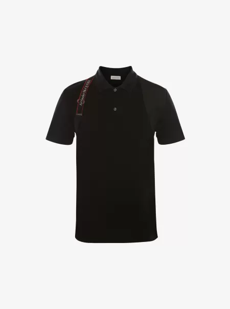 Alexander Mcqueen Nero T-Shirt E Felpe Harness Polo Shirt Uomo