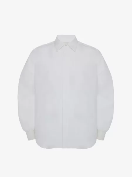 Bianco Alexander Mcqueen Uomo Camicie Camicia In Popeline Di Cotone