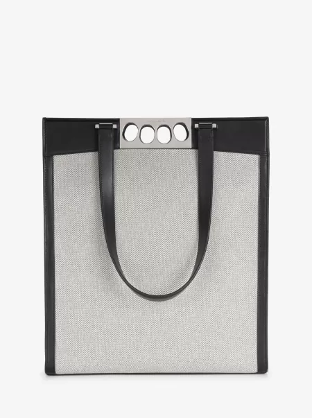 Uomo Borse Shopping Bianco/Nero Alexander Mcqueen Tote Bag Grip